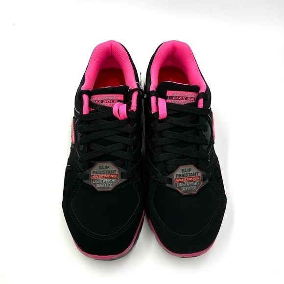 Skechers Womens Size 6.5 Synergy Sandlot Alloy Toe Black Pink Work Safety Shoes - Picture 4 of 16